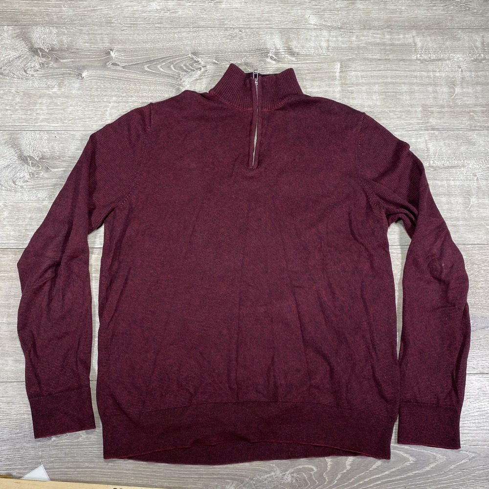 Bonobos Sweater Mens Medium Burgundy Half Zip‎ Cotton Cashmere Blend Pullover